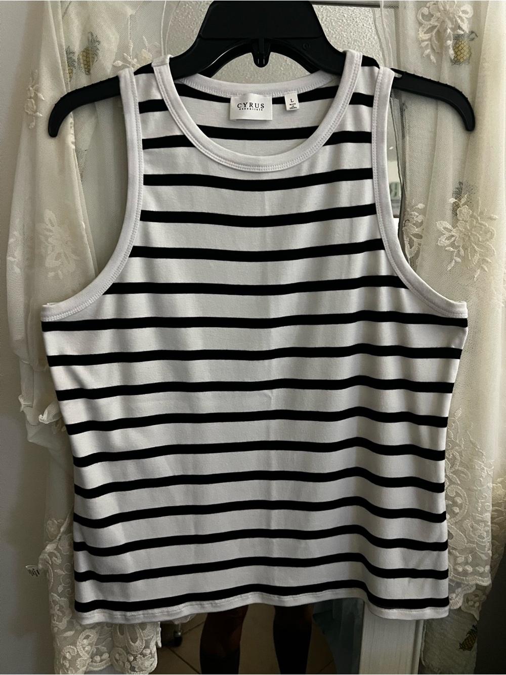 Cyrus Black and White Striped Tank